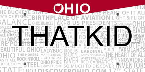 THATKID Ohio License Plate