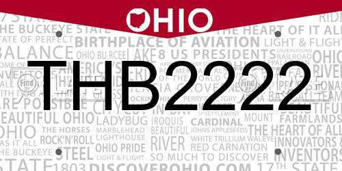 THB2222 Ohio License Plate