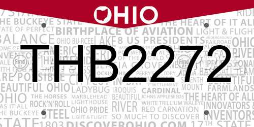THB2272 Ohio License Plate