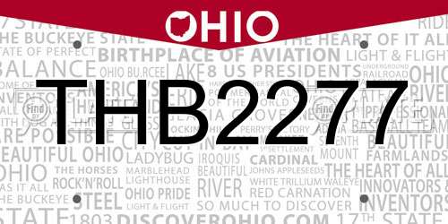 THB2277 Ohio License Plate
