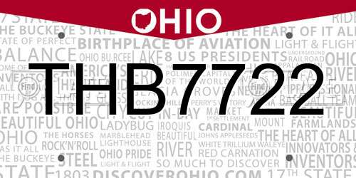 THB7722 Ohio License Plate