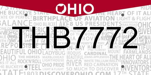 THB7772 Ohio License Plate