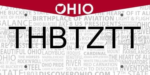 THBTZTT Ohio License Plate