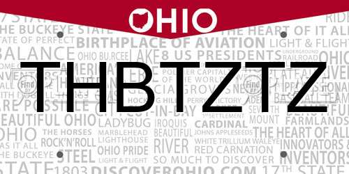 THBTZTZ Ohio License Plate