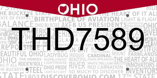 THD7589 Ohio License Plate