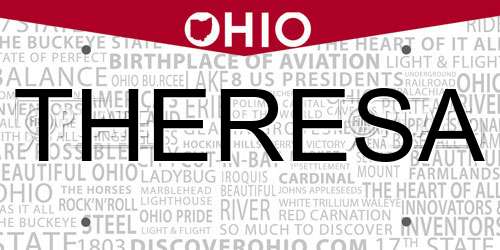 THERESA Ohio License Plate