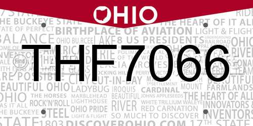 THF7066 Ohio License Plate