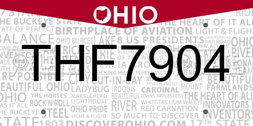 THF7904 Ohio License Plate
