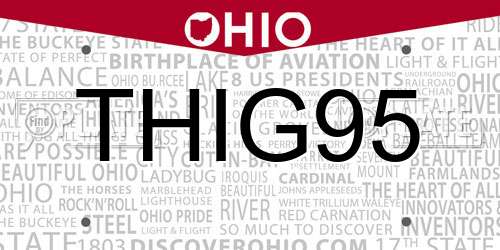 THIG95 Ohio License Plate