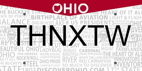 THNXTW Ohio License Plate