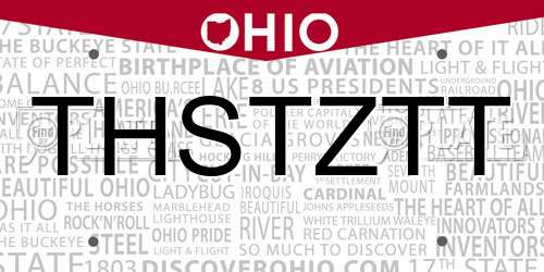 THSTZTT Ohio License Plate