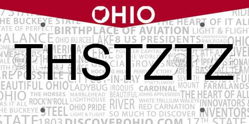 THSTZTZ Ohio License Plate