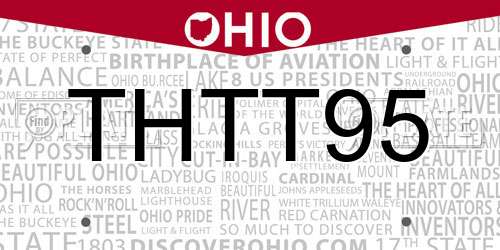 THTT95 Ohio License Plate