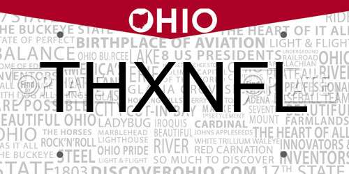 THXNFL Ohio License Plate