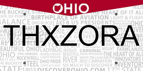 THXZORA Ohio License Plate