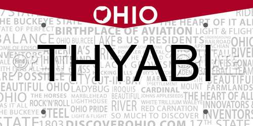 THYABI Ohio License Plate
