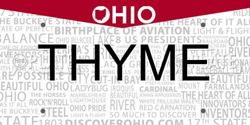 THYME Ohio License Plate