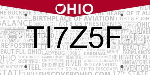 TI7Z5F Ohio License Plate