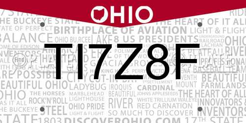 TI7Z8F Ohio License Plate