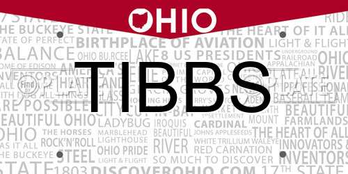 TIBBS Ohio License Plate
