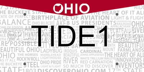 TIDE1 Ohio License Plate