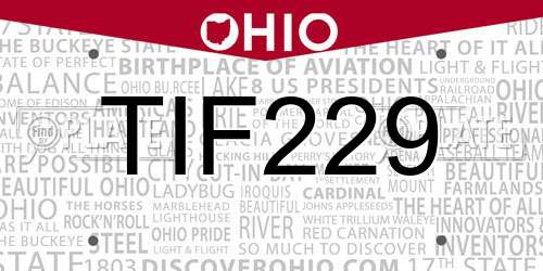 TIF229 Ohio License Plate