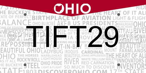 TIFT29 Ohio License Plate