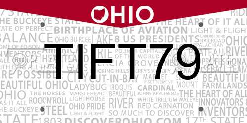 TIFT79 Ohio License Plate