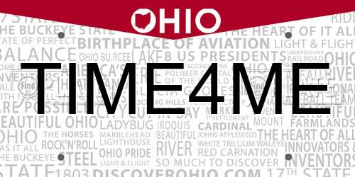 TIME4ME Ohio License Plate