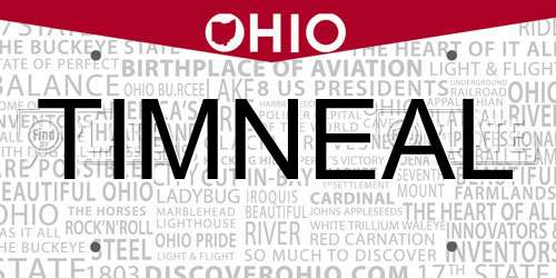 TIMNEAL Ohio License Plate
