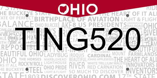 TING520 Ohio License Plate