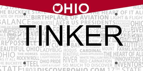 TINKER Ohio License Plate