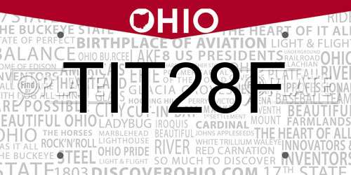TIT28F Ohio License Plate