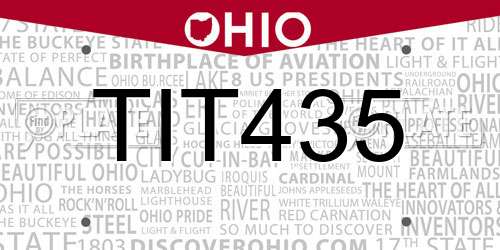 TIT435 Ohio License Plate