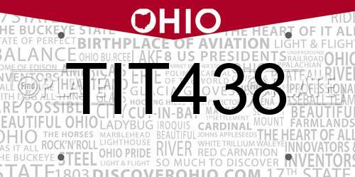 TIT438 Ohio License Plate