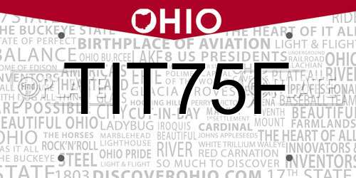 TIT75F Ohio License Plate