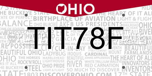 TIT78F Ohio License Plate