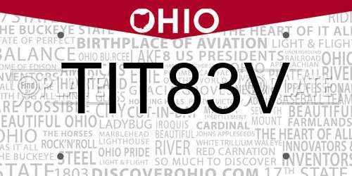 TIT83V Ohio License Plate