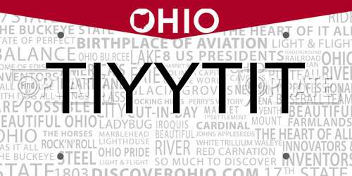 TIYYTIT Ohio License Plate