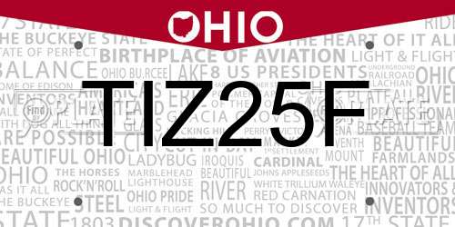 TIZ25F Ohio License Plate