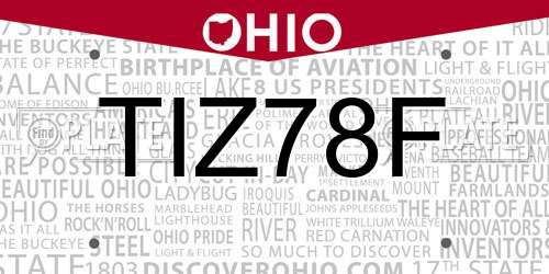 TIZ78F Ohio License Plate