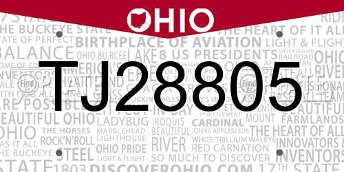 TJ28805 Ohio License Plate