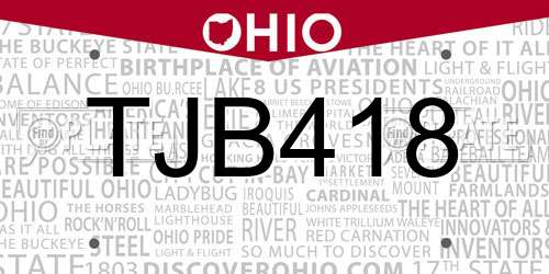 TJB418 Ohio License Plate