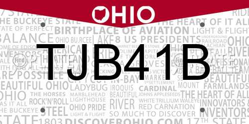 TJB41B Ohio License Plate
