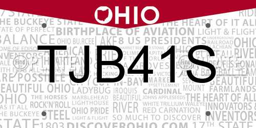 TJB41S Ohio License Plate