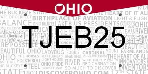TJEB25 Ohio License Plate