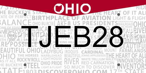 TJEB28 Ohio License Plate