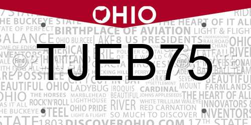 TJEB75 Ohio License Plate