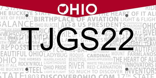 TJGS22 Ohio License Plate