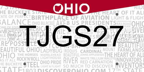 TJGS27 Ohio License Plate